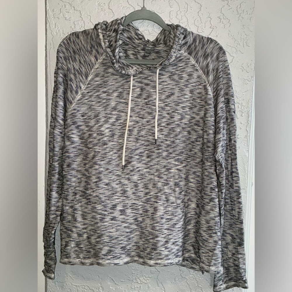 Aerie Black and White Marled Pullover Drawstring Hoodie